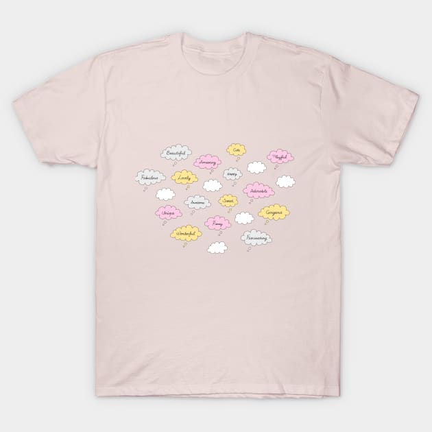 Happy Thoughts Pink T-Shirt by Pinkdeer